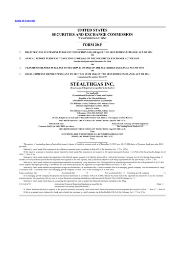 Thumbnail StealthGas 20-F Annual Report 2018