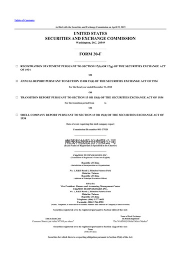 Thumbnail ChipMOS Technologies 20-F Annual Report 2018