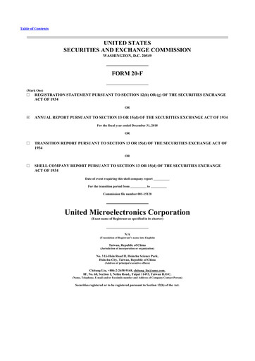 Thumbnail United Microelectronics 20-F Annual Report 2018