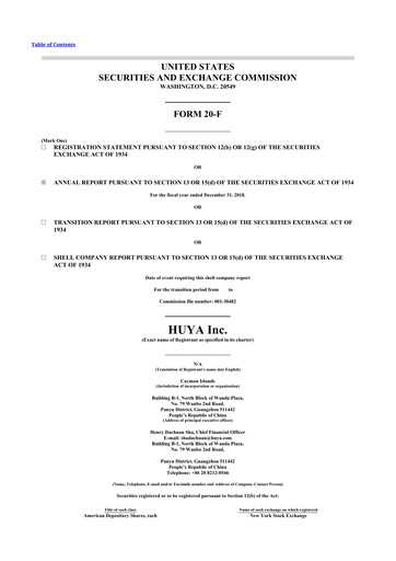 Thumbnail Huya 20-F Annual Report 2018