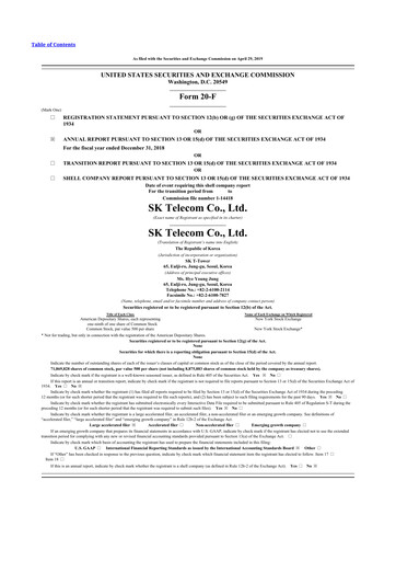 Miniature SK Telecom 20-F Rapport annuel 2018