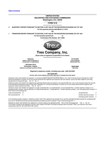 Miniature Trex 10-Q Rapport trimestriel 2019 