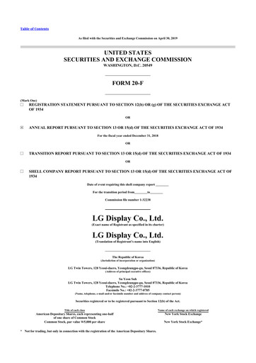 Thumbnail LG Display 20-F Annual Report 2018