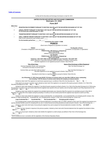 Thumbnail POSCO 20-F Annual Report 2018