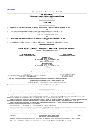 Thumbnail Loma Negra 20-F Annual Report 2018