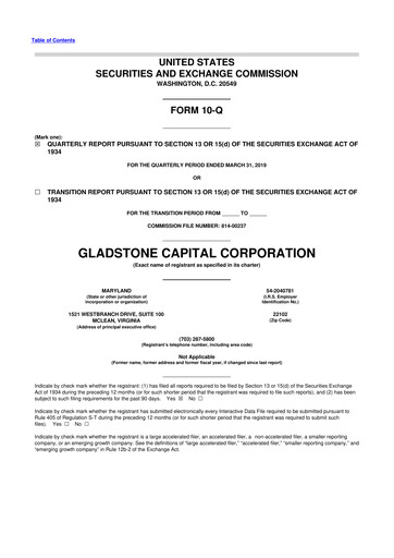 Thumbnail Gladstone Capital Corporation 10-Q Quarterly Report FY 
