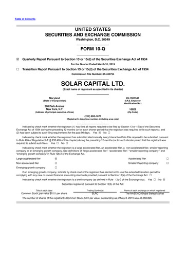 Thumbnail SLR Investment 10-Q Quarterly Report FY 