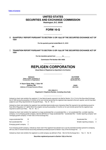 Thumbnail Repligen
 10-Q Quarterly Report FY2019 