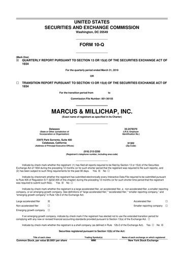 Thumbnail Marcus & Millichap 10-Q Quarterly Report FY2019 