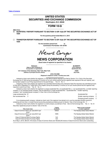 Thumbnail News Corp 10-Q Quarterly Report FY2019 