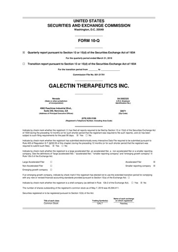 Vorschaubild Galectin Therapeutics 10-Q Quartalsbericht 2019 