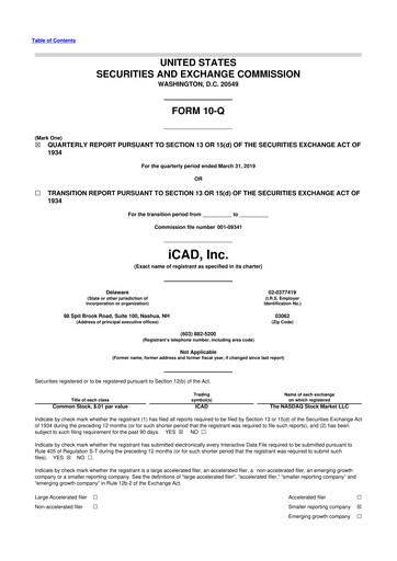 Thumbnail iCAD 10-Q Quarterly Report FY2019 