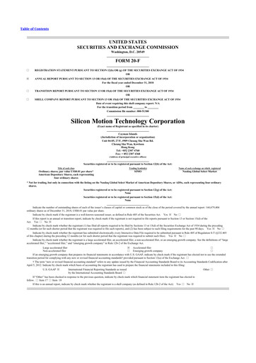 Thumbnail Silicon Motion
 20-F Annual Report 2018