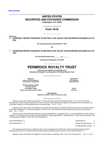 Thumbnail PermRock Royalty Trust 10-Q Quarterly Report FY 