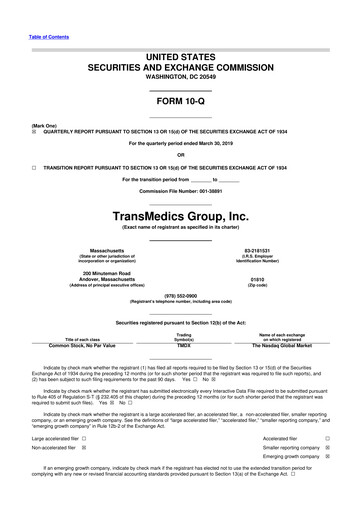 Thumbnail TransMedics Group 10-Q Quarterly Report FY2019 