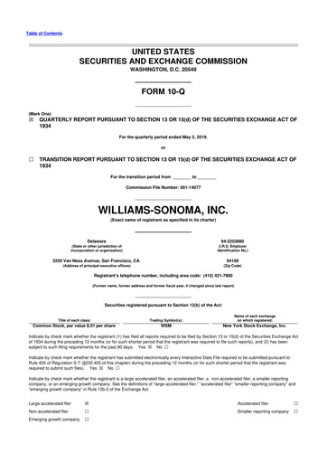 Thumbnail Williams-Sonoma 10-Q Quarterly Report FY2020 