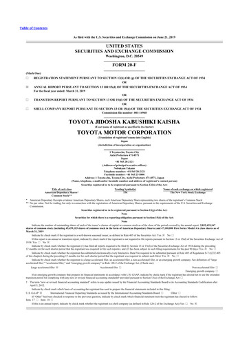 Thumbnail Toyota 20-F Annual Report 2019