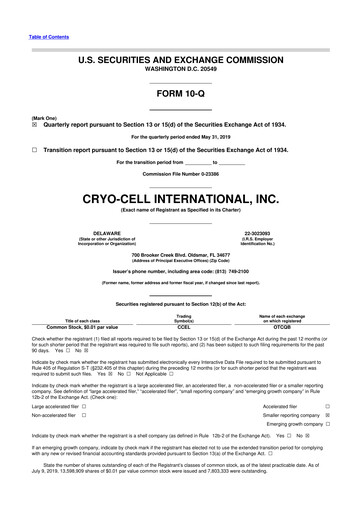 Thumbnail Cryo-Cell International 10-Q Quarterly Report FY2019 