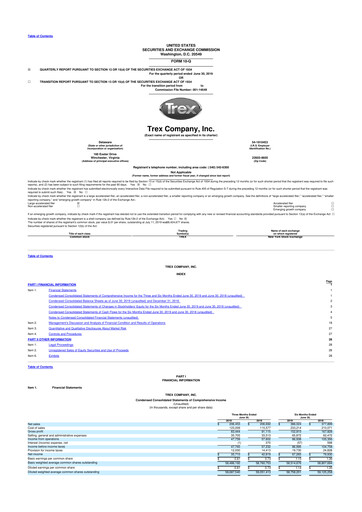 Miniature Trex 10-Q Rapport trimestriel 2019 