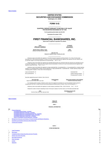 Thumbnail First Financial Bankshares 10-Q Quarterly Report FY2019 