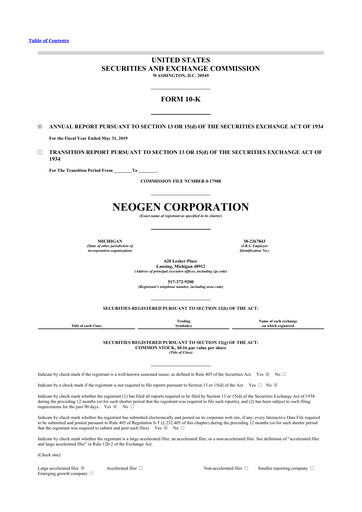 Thumbnail Neogen 10-K Annual Report 2019