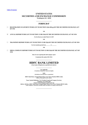 Miniature HDFC Bank 20-F Rapport annuel 2019