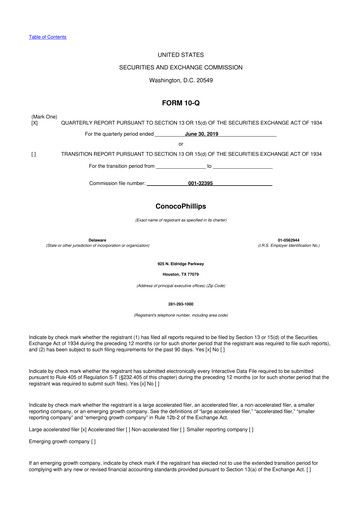 Thumbnail ConocoPhillips 10-Q Quarterly Report FY2019 