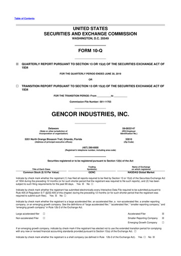 Thumbnail Gencor Industries
 10-Q Quarterly Report FY2019 