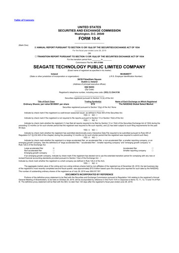 Thumbnail Seagate Technology 10-K Annual Report 2019