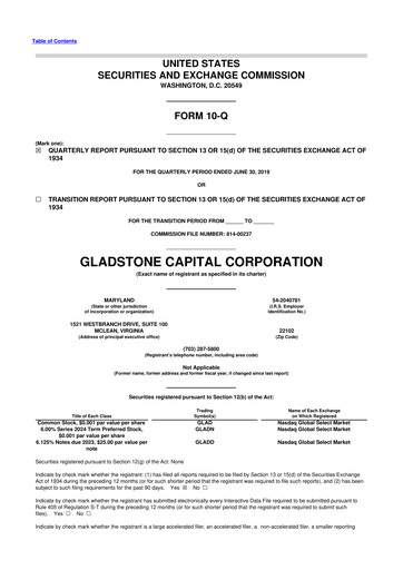 Thumbnail Gladstone Capital Corporation 10-Q Quarterly Report FY 
