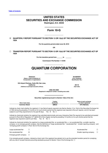 Vorschaubild Quantum Corporation 10-Q Quartalsbericht 2019 