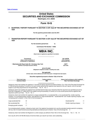 Thumbnail MBIA 10-Q Quarterly Report FY2019 