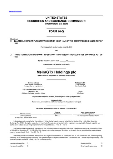 Vorschaubild MeiraGTx 10-Q Quartalsbericht 2019 