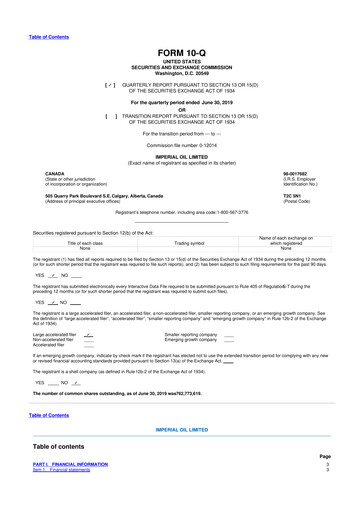 Vorschaubild Imperial Oil
 10-Q Quartalsbericht 2019 