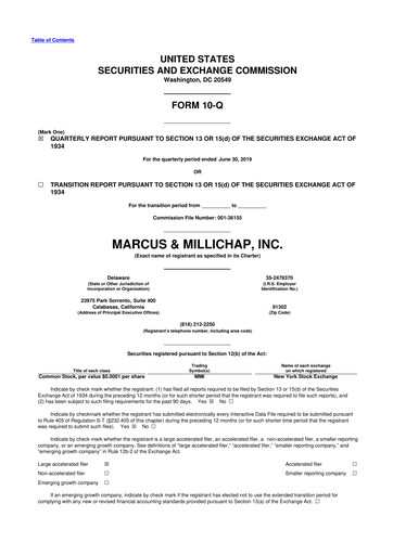 Thumbnail Marcus & Millichap 10-Q Quarterly Report FY2019 