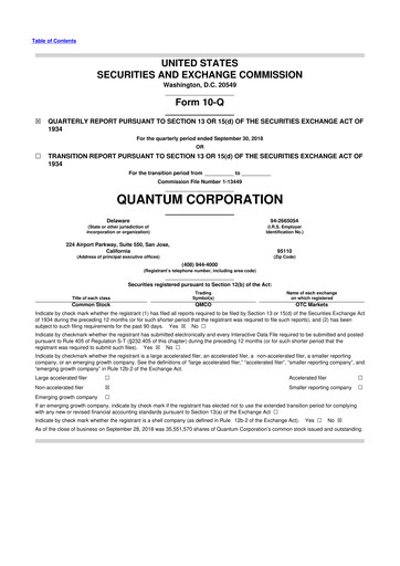 Vorschaubild Quantum Corporation 10-Q Quartalsbericht 2019 