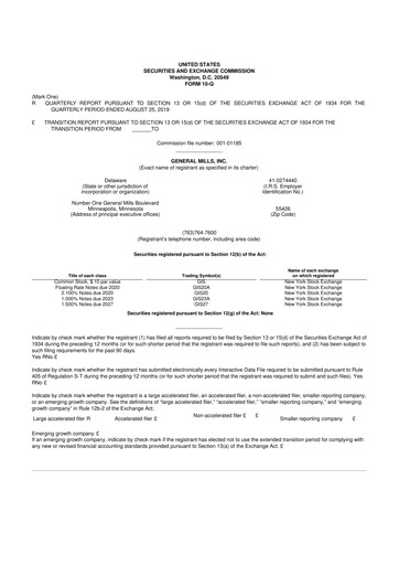 Thumbnail General Mills 10-Q Quarterly Report FY2020 