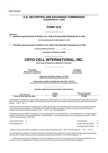 Thumbnail Cryo-Cell International 10-Q Quarterly Report FY2019 