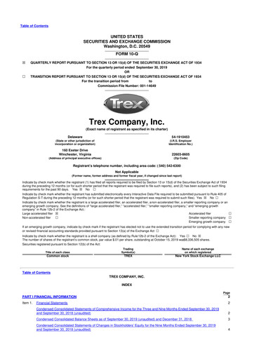 Miniature Trex 10-Q Rapport trimestriel 2019 