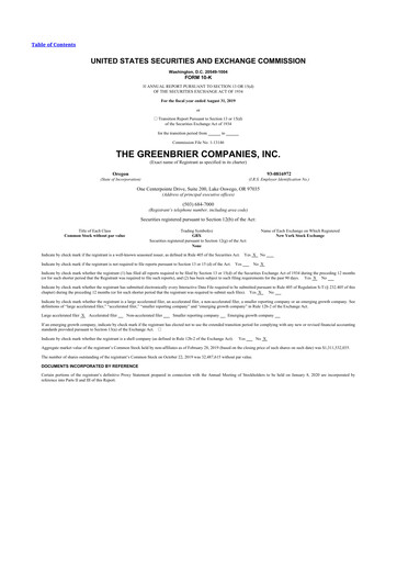 Thumbnail The Greenbrier Companies
 10-K Annual Report 2019