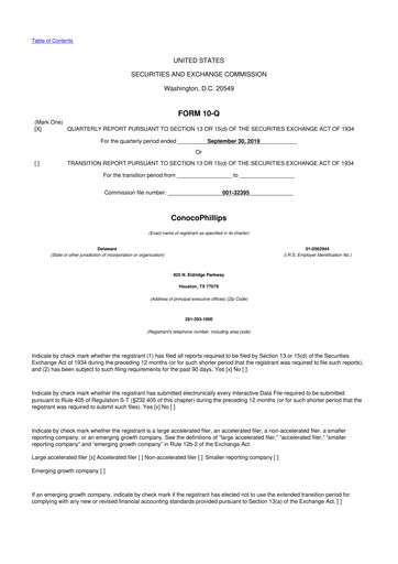 Thumbnail ConocoPhillips 10-Q Quarterly Report FY2019 