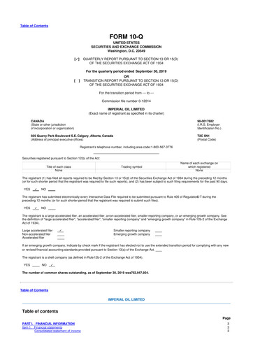 Vorschaubild Imperial Oil
 10-Q Quartalsbericht 2019 