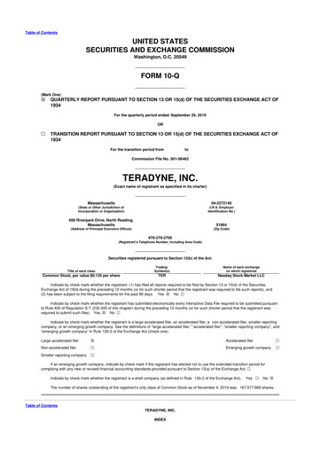 Thumbnail Teradyne 10-Q Quarterly Report FY2019 