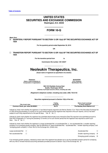 Miniature Neurogene 10-Q Rapport trimestriel 2019 