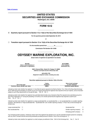 Thumbnail Odyssey Marine Exploration 10-Q Quarterly Report FY2019 