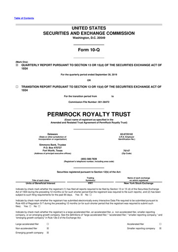 Thumbnail PermRock Royalty Trust 10-Q Quarterly Report FY 