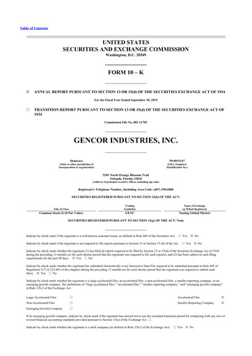 Thumbnail Gencor Industries
 10-K Annual Report 2019