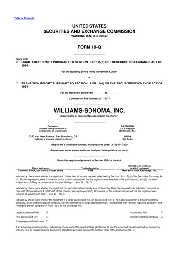 Thumbnail Williams-Sonoma 10-Q Quarterly Report FY2020 