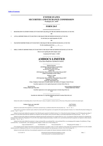 Thumbnail Amdocs 20-F Annual Report 2019