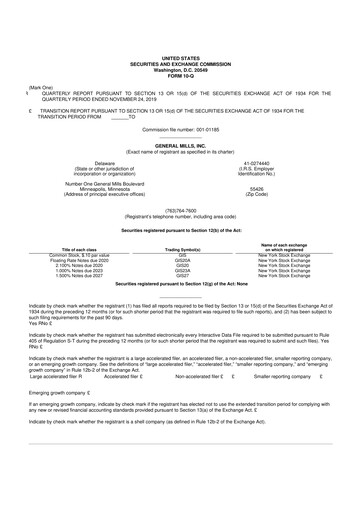 Thumbnail General Mills 10-Q Quarterly Report FY2020 